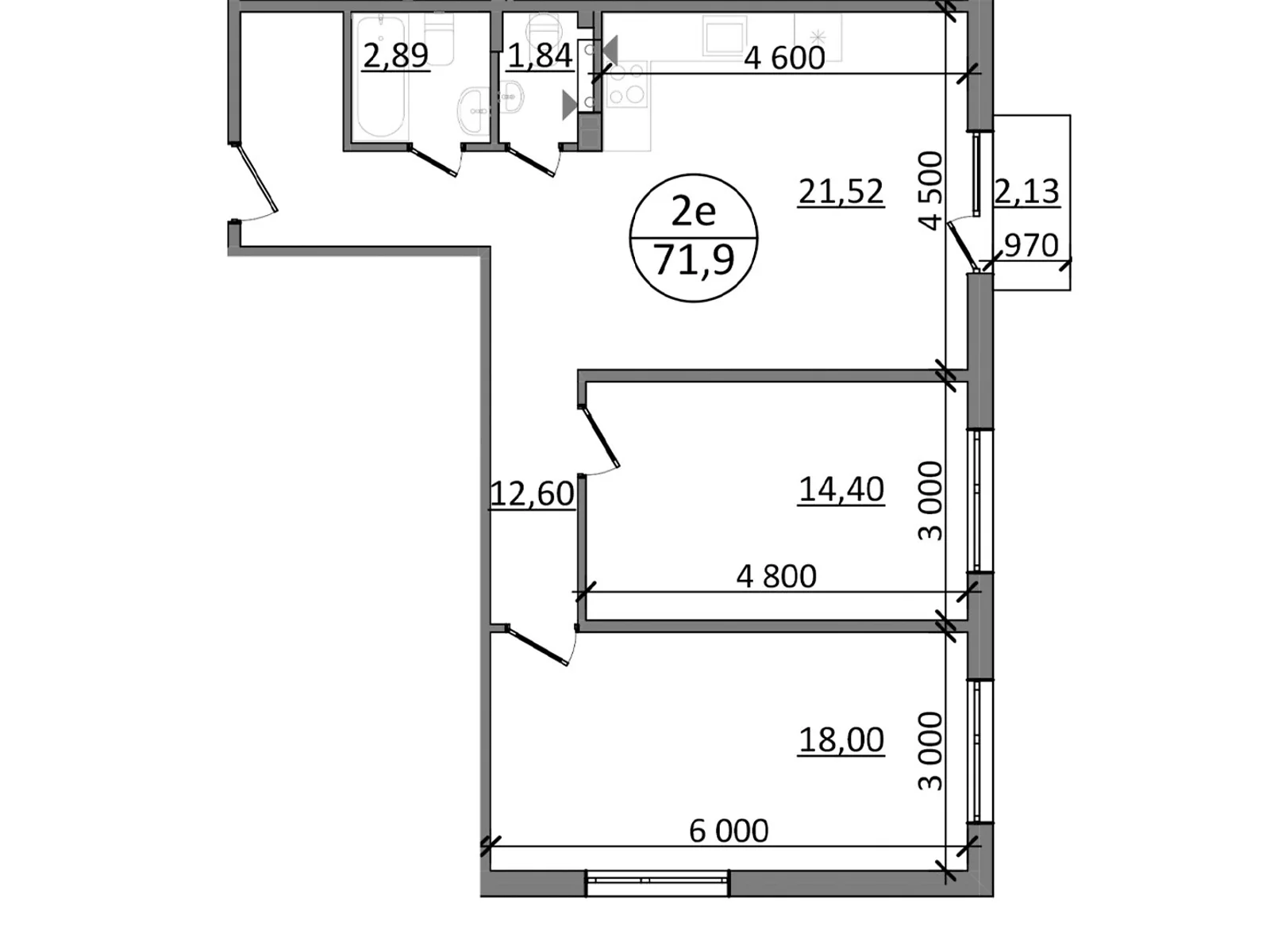 Продается 2-комнатная квартира 71.9 кв. м в Басовке, Кольцевая дор. - фото 1