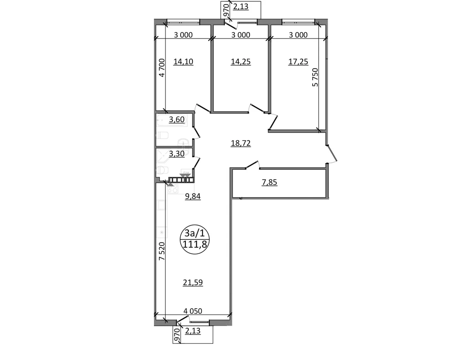 Продается 3-комнатная квартира 111.8 кв. м в Басовке, Кольцевая дор. - фото 1