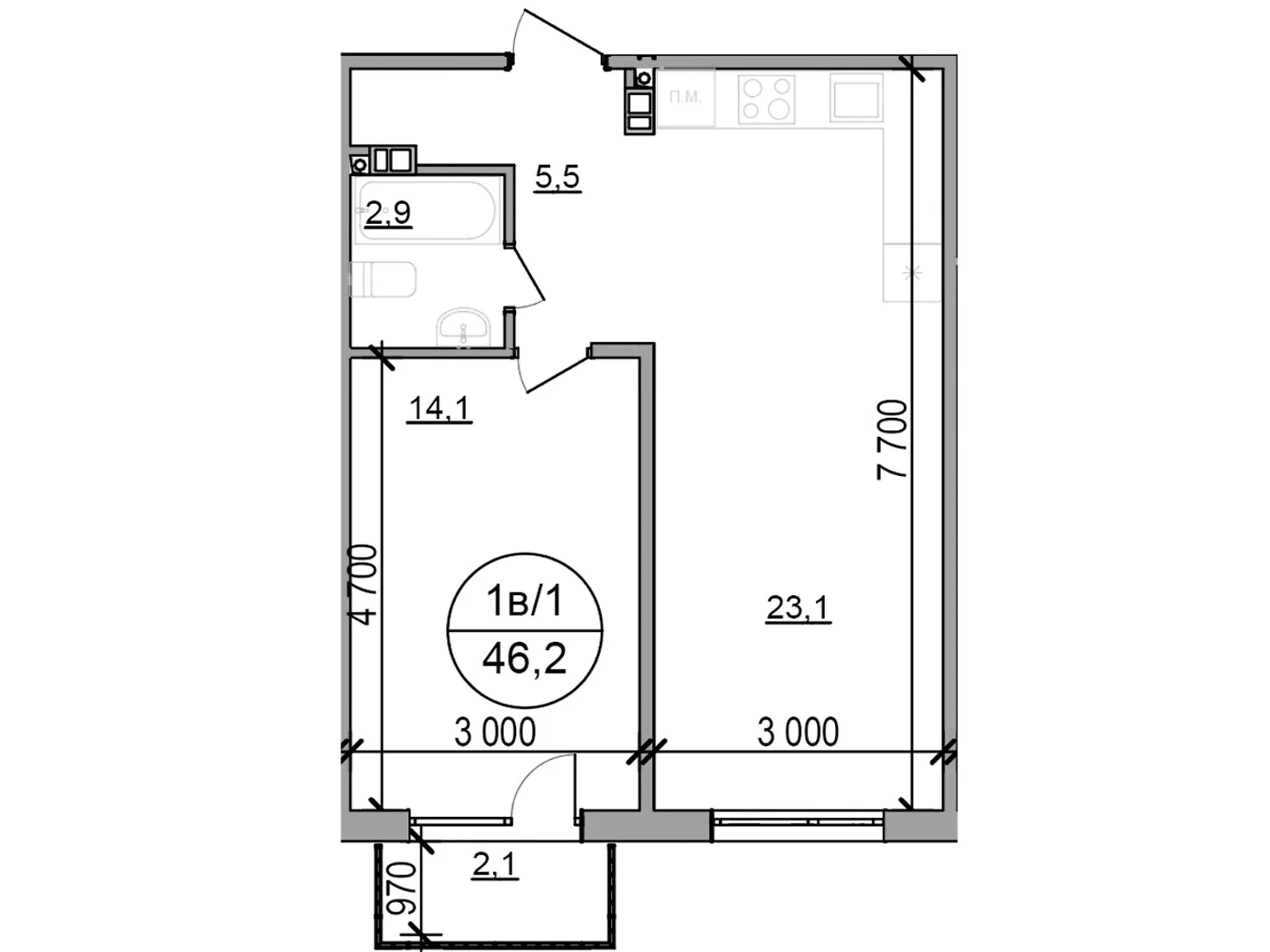 Продається 1-кімнатна квартира 46.2 кв. м у Басівці, цена: 41580 $ - фото 1