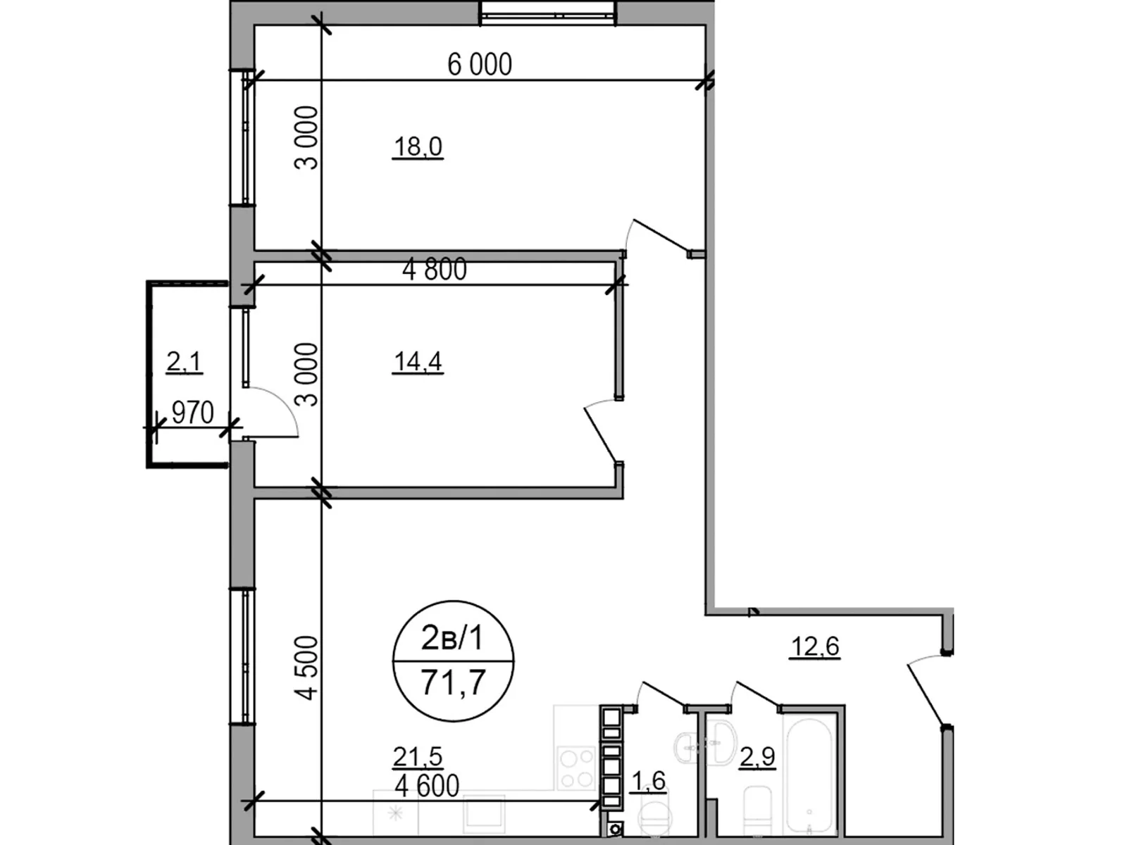 Продається 2-кімнатна квартира 71.7 кв. м у Басівці, цена: 50907 $ - фото 1