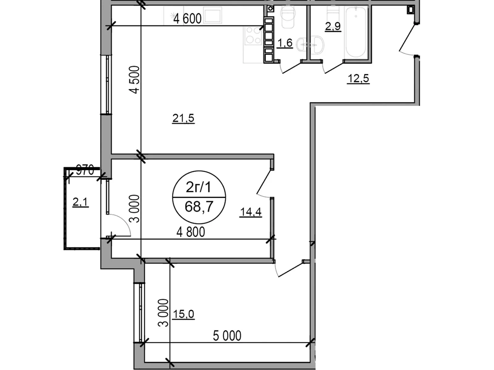 Продається 2-кімнатна квартира 68.7 кв. м у Басівці, Кільцева дор. - фото 1