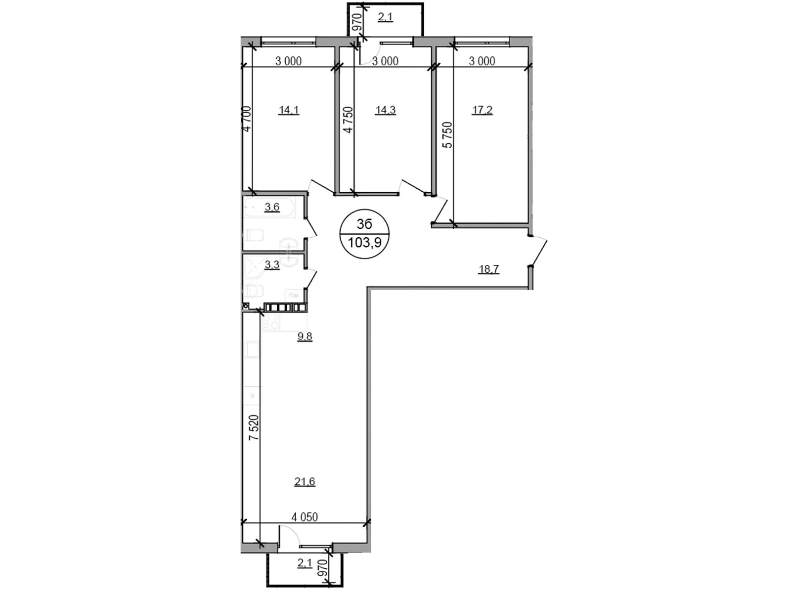 Продається 3-кімнатна квартира 103.9 кв. м у Басівці, цена: 72730 $ - фото 1