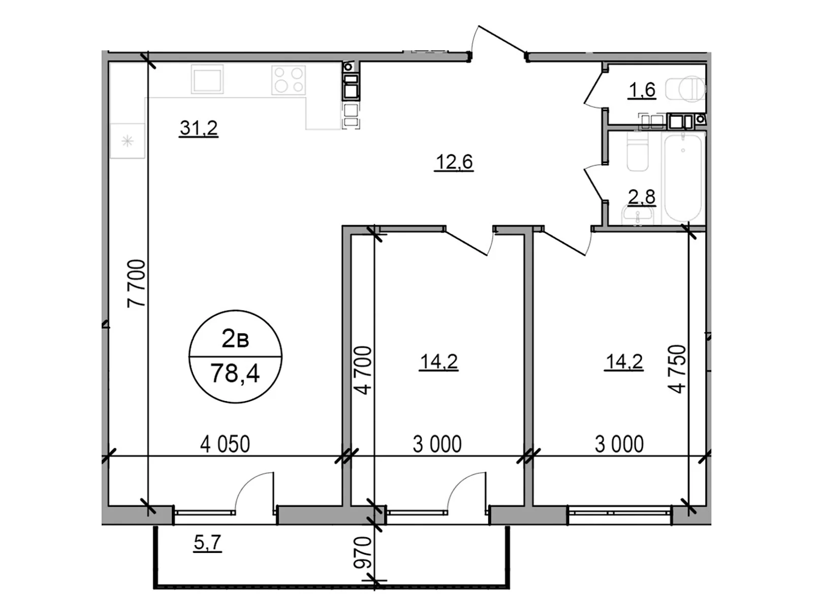 Продається 2-кімнатна квартира 78.4 кв. м у Басівці, цена: 64680 $ - фото 1