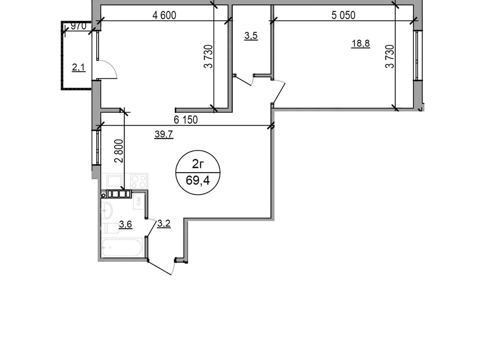 Продається 2-кімнатна квартира 69.4 кв. м у Басівці, цена: 49274 $ - фото 1