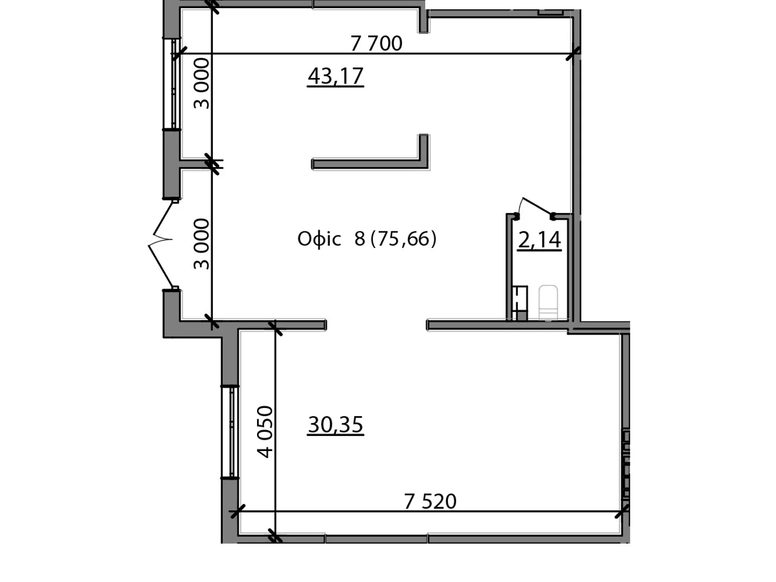 Продается офис 75.7 кв. м в бизнес-центре, цена: 75700 $ - фото 1
