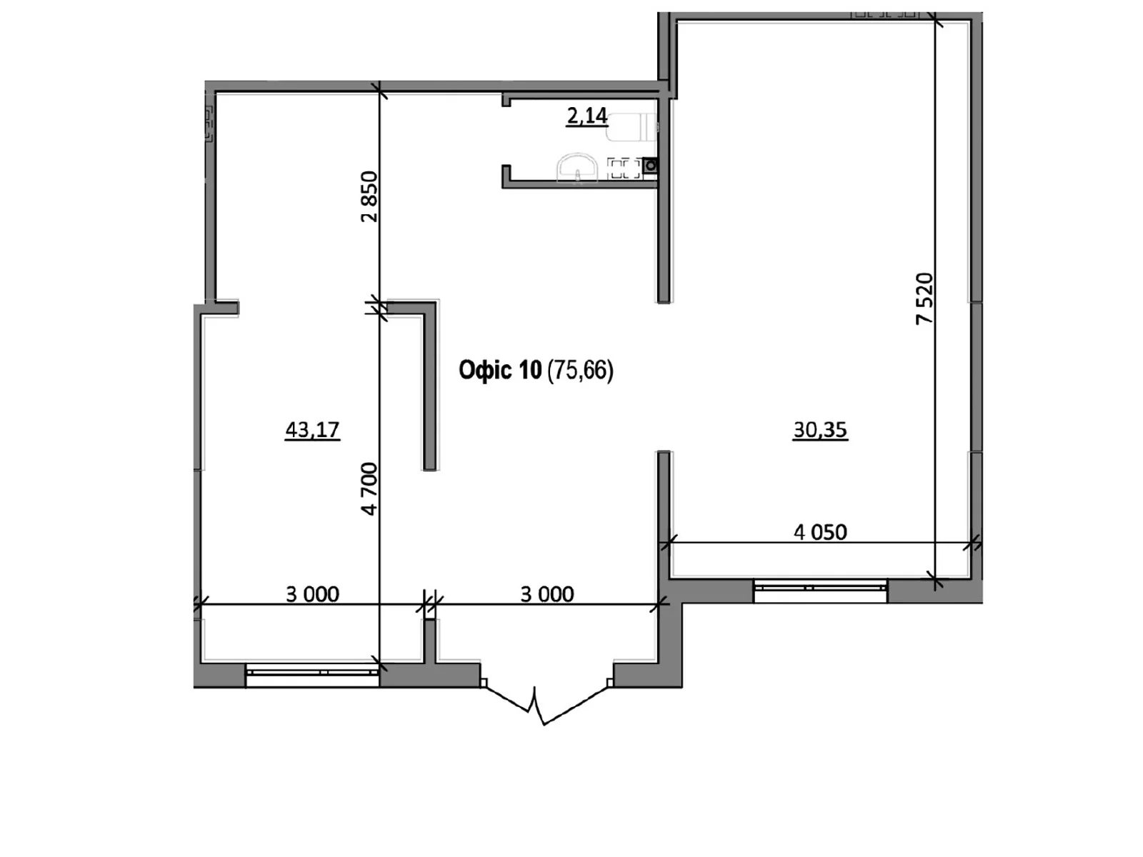 Продается офис 75.7 кв. м в бизнес-центре, цена: 77593 $ - фото 1