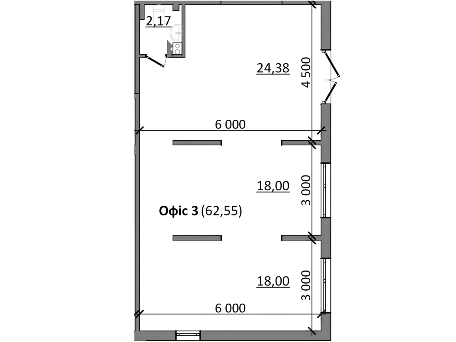 Продается офис 62.6 кв. м в бизнес-центре, цена: 70425 $ - фото 1