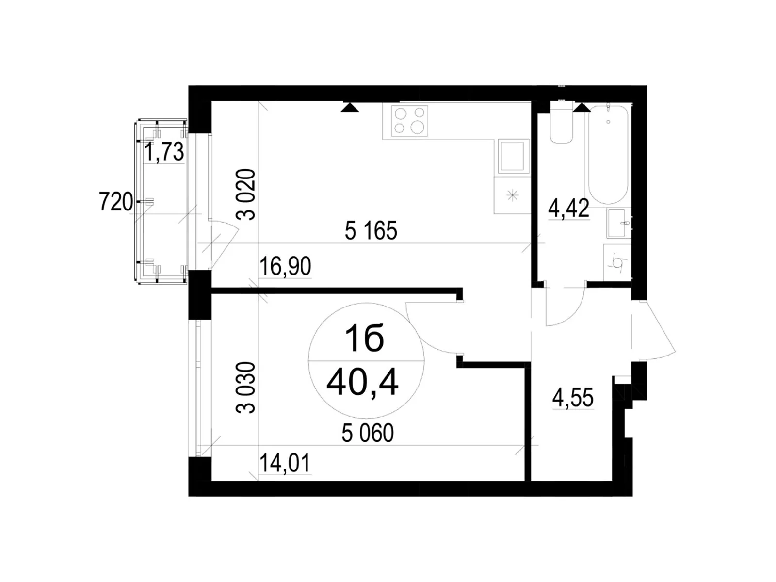 Продается 1-комнатная квартира 40.4 кв. м в Брюховичах, ул. Широкая, 22 - фото 1