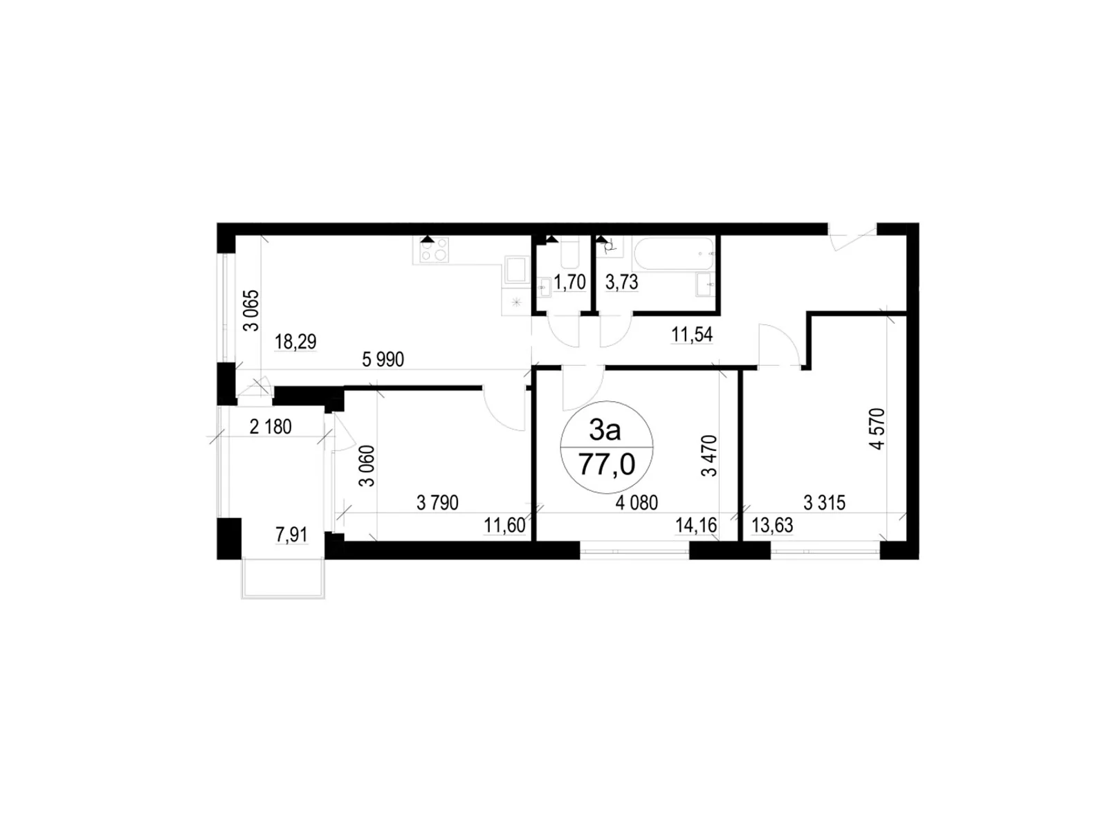 Продається 3-кімнатна квартира 77 кв. м у Брюховичах, вул. Широка, 22 - фото 1