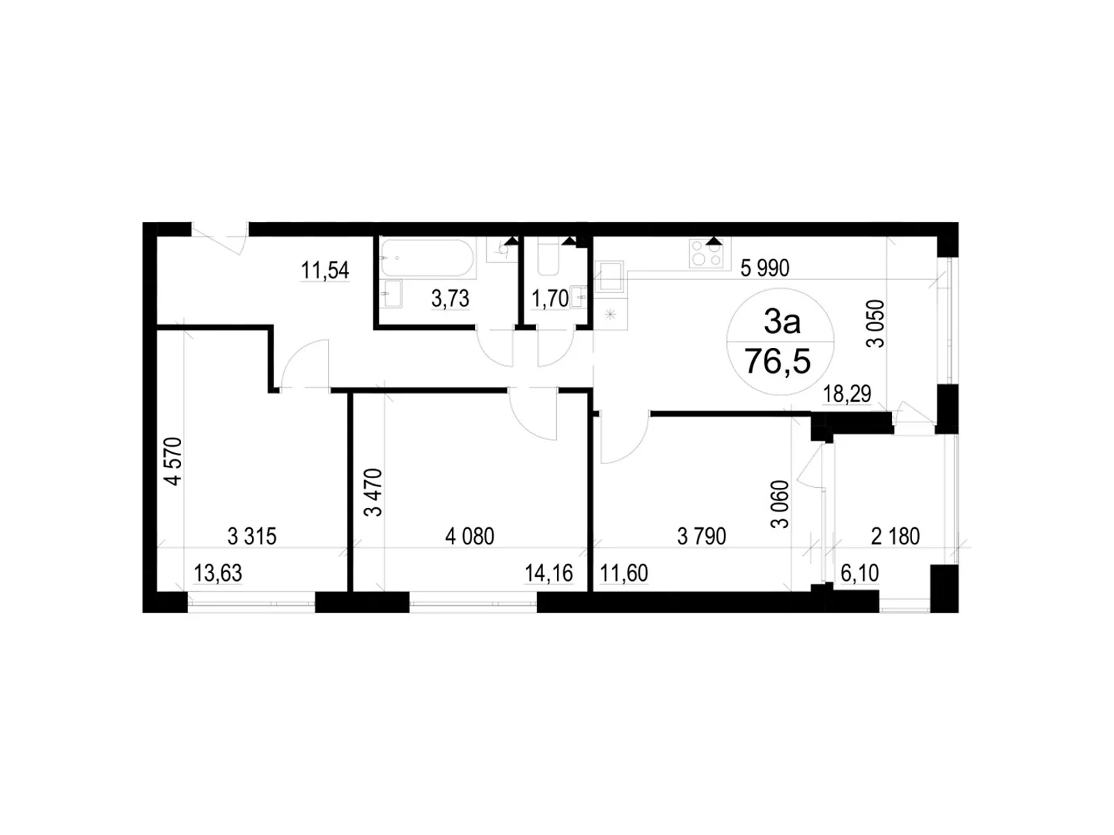 Продається 3-кімнатна квартира 76.5 кв. м у Брюховичах, вул. Широка, 22 - фото 1