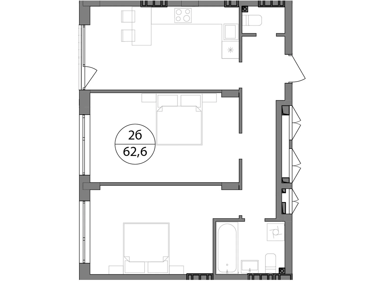 Продается 2-комнатная квартира 79.4 кв. м в Брюховичах, ул. Широкая, 22 - фото 1