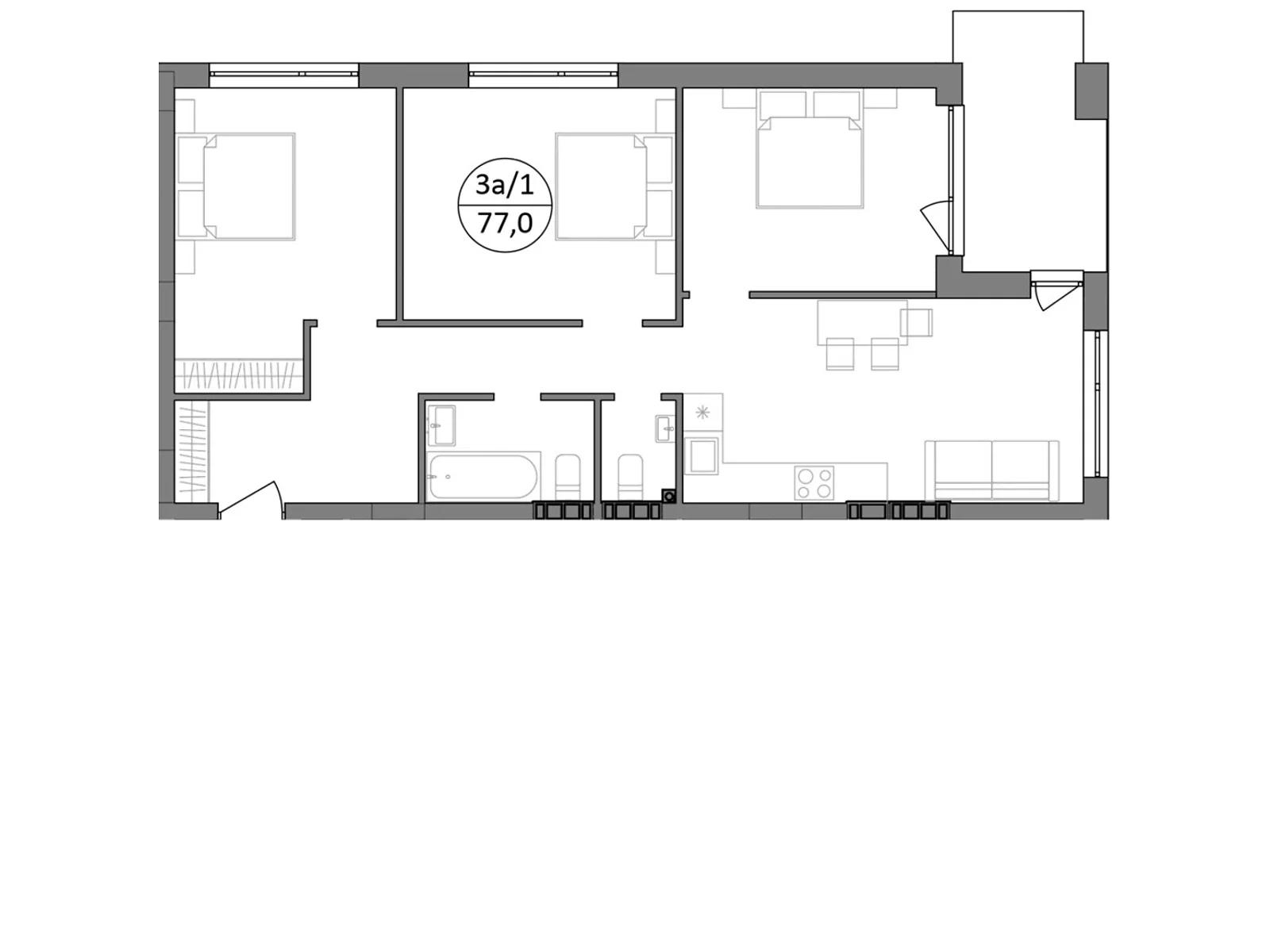 Продается 3-комнатная квартира 77 кв. м в Брюховичах, ул. Широкая, 22 - фото 1