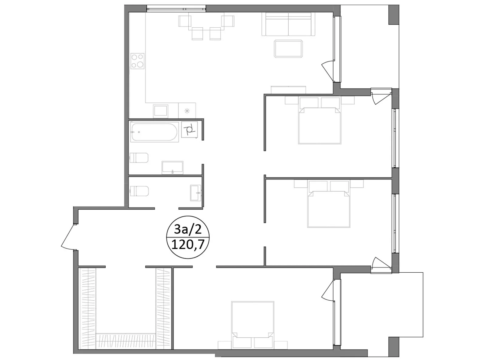 Продается 3-комнатная квартира 120.7 кв. м в, цена: 128546 $ - фото 1