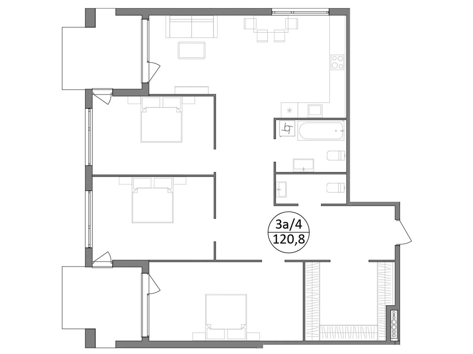 Продається 3-кімнатна квартира 120.8 кв. м у Брюховичах, вул. Широка, 22 - фото 1