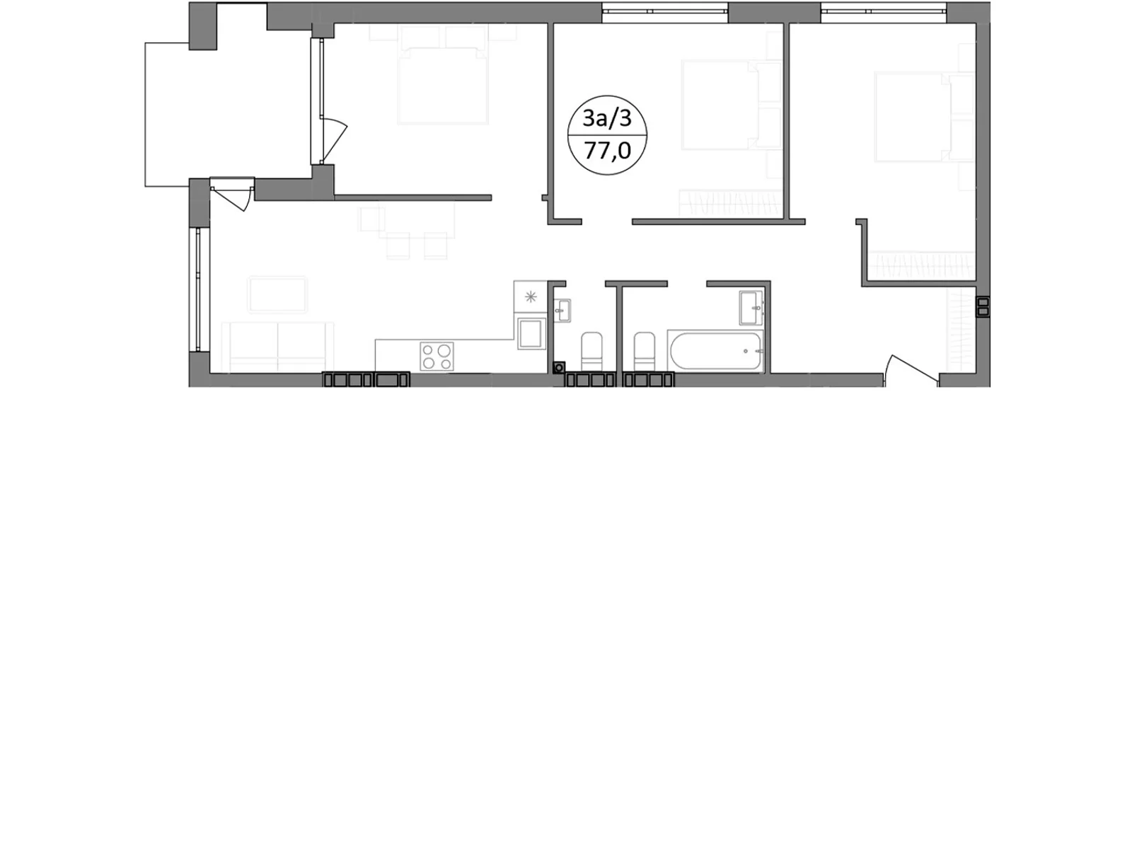 Продається 3-кімнатна квартира 77 кв. м у Брюховичах, вул. Широка, 22 - фото 1