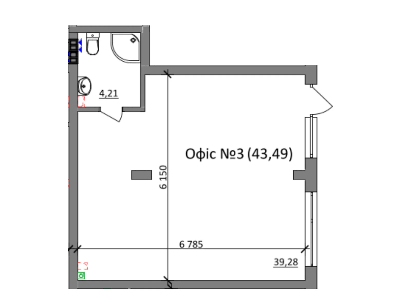 Продається офіс 43.5 кв. м в бізнес-центрі, цена: 43065 $ - фото 1