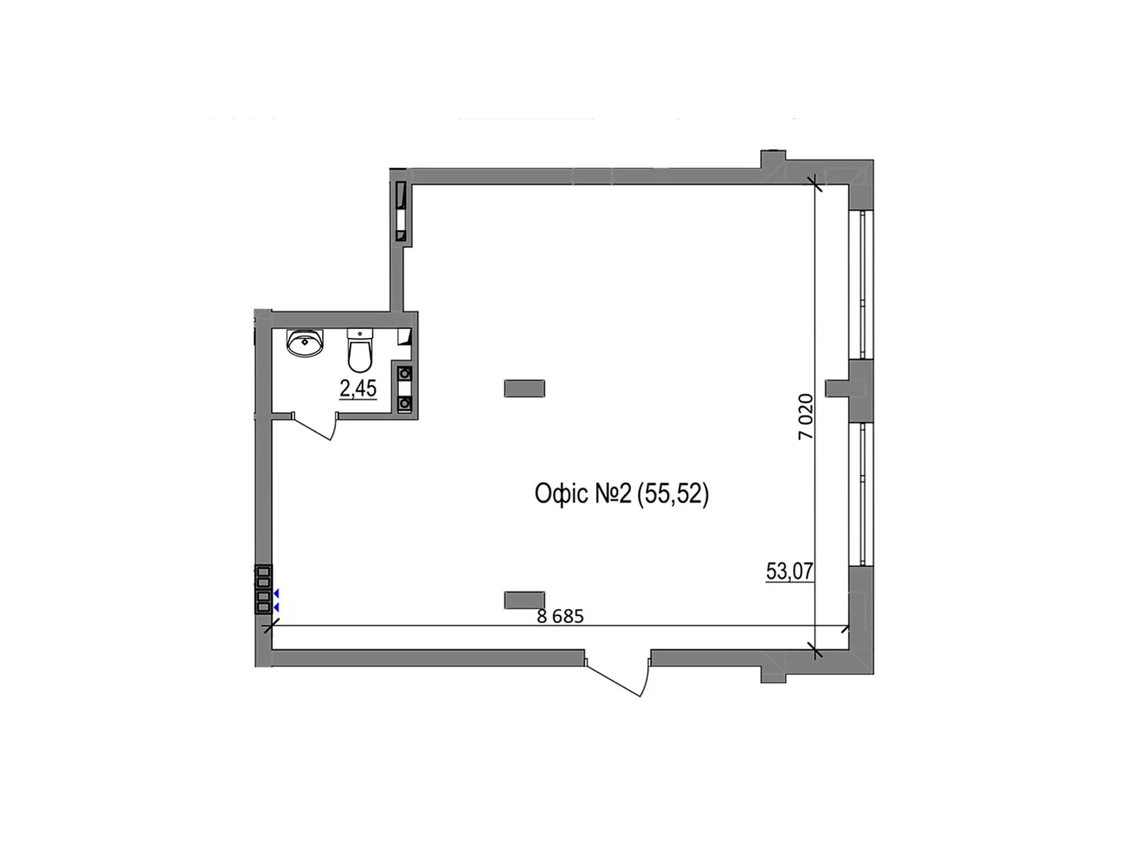 Продается офис 55.52 кв. м в бизнес-центре, цена: 56631 $ - фото 1