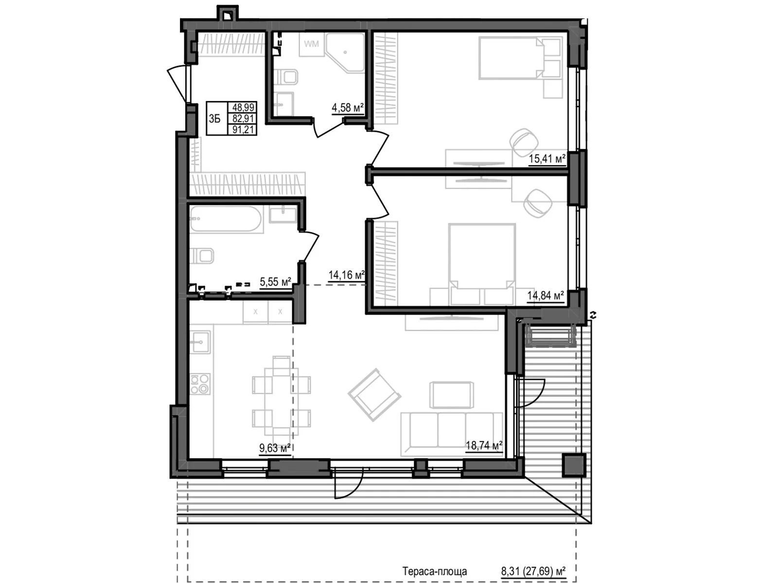 Продается 3-комнатная квартира 91.21 кв. м в Кропивницком, ул. Яновского - фото 1