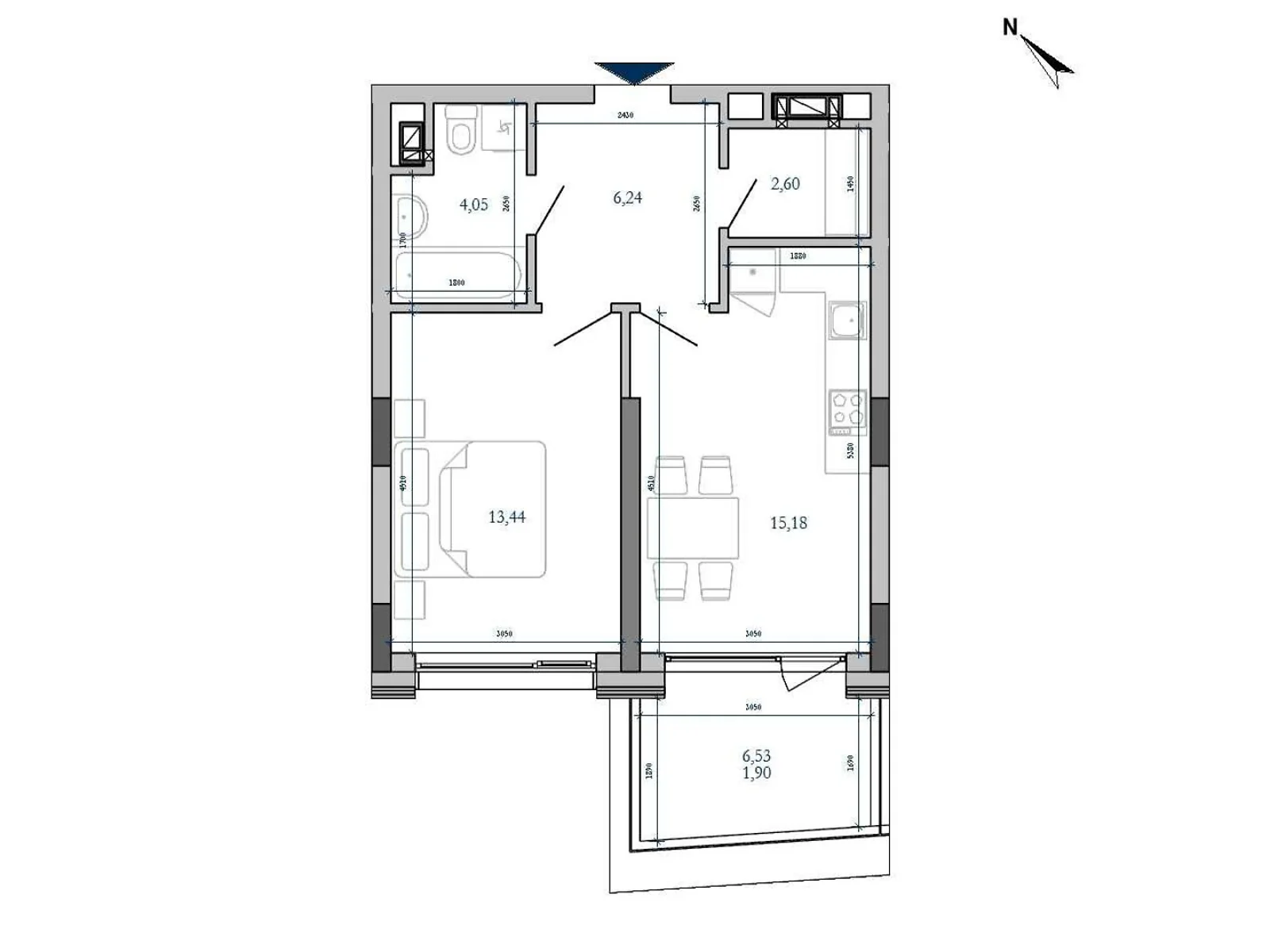 Продается 1-комнатная квартира 43.41 кв. м в Львове, ул. Мучная, 32 - фото 1
