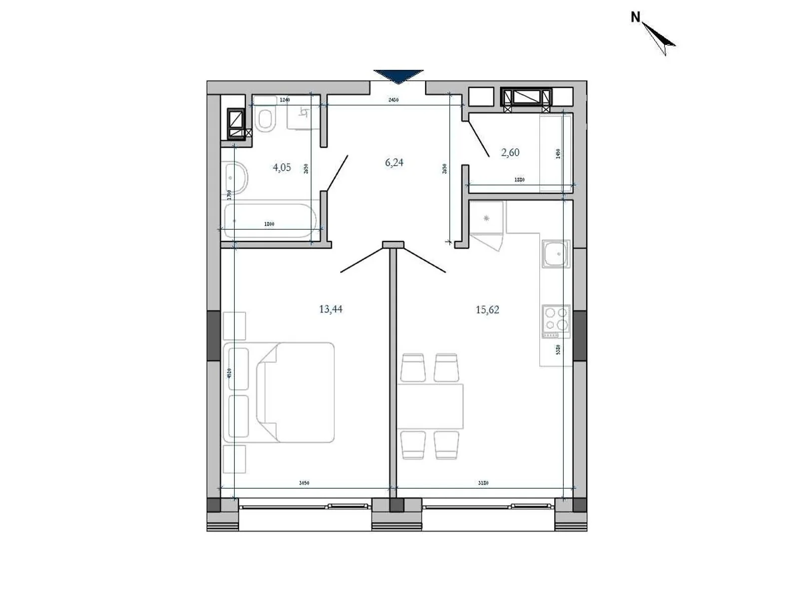 Продается 1-комнатная квартира 41.95 кв. м в Львове, ул. Мучная, 32 - фото 1