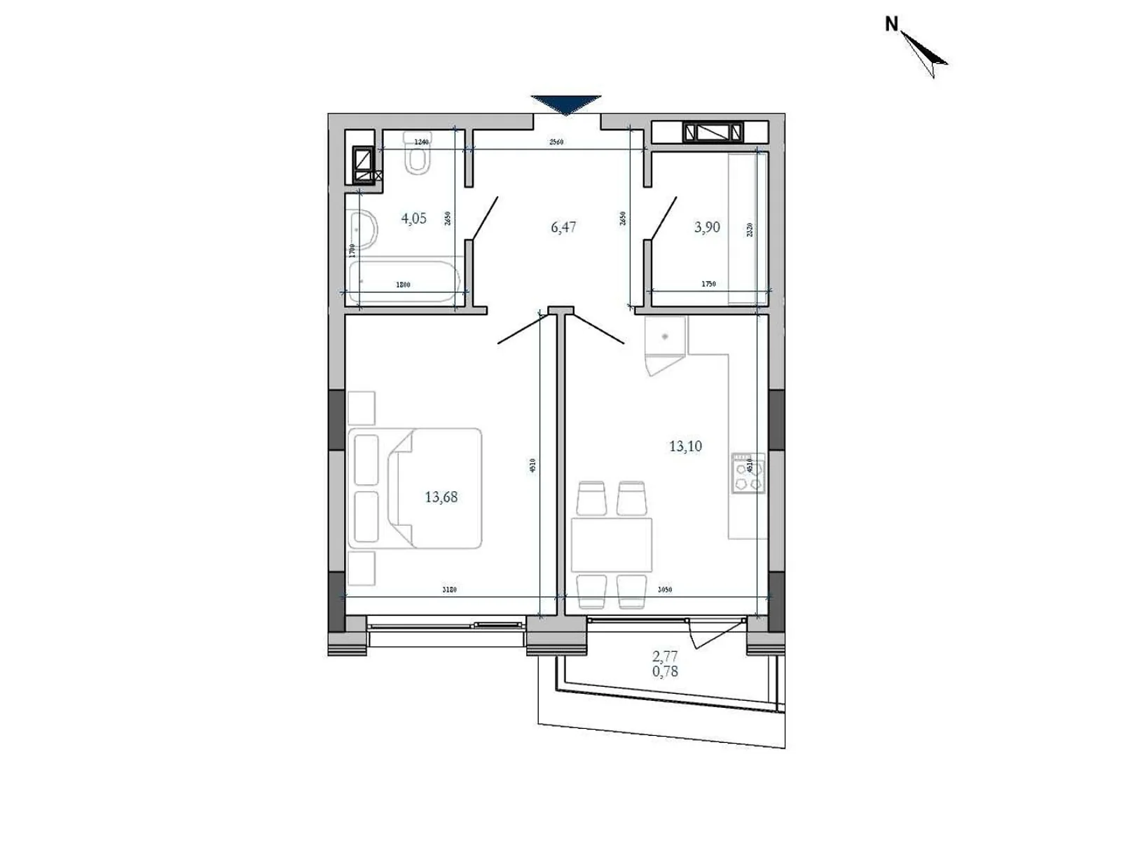 Продается 1-комнатная квартира 41.98 кв. м в Львове, ул. Мучная, 32 - фото 1