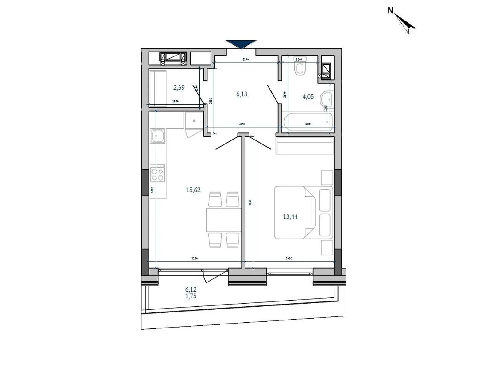Продается 1-комнатная квартира 43.38 кв. м в Львове, ул. Мучная, 32 - фото 1