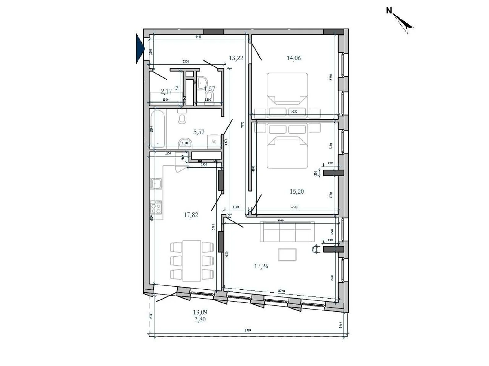 Продается 3-комнатная квартира 90.62 кв. м в Львове, ул. Мучная, 32 - фото 1