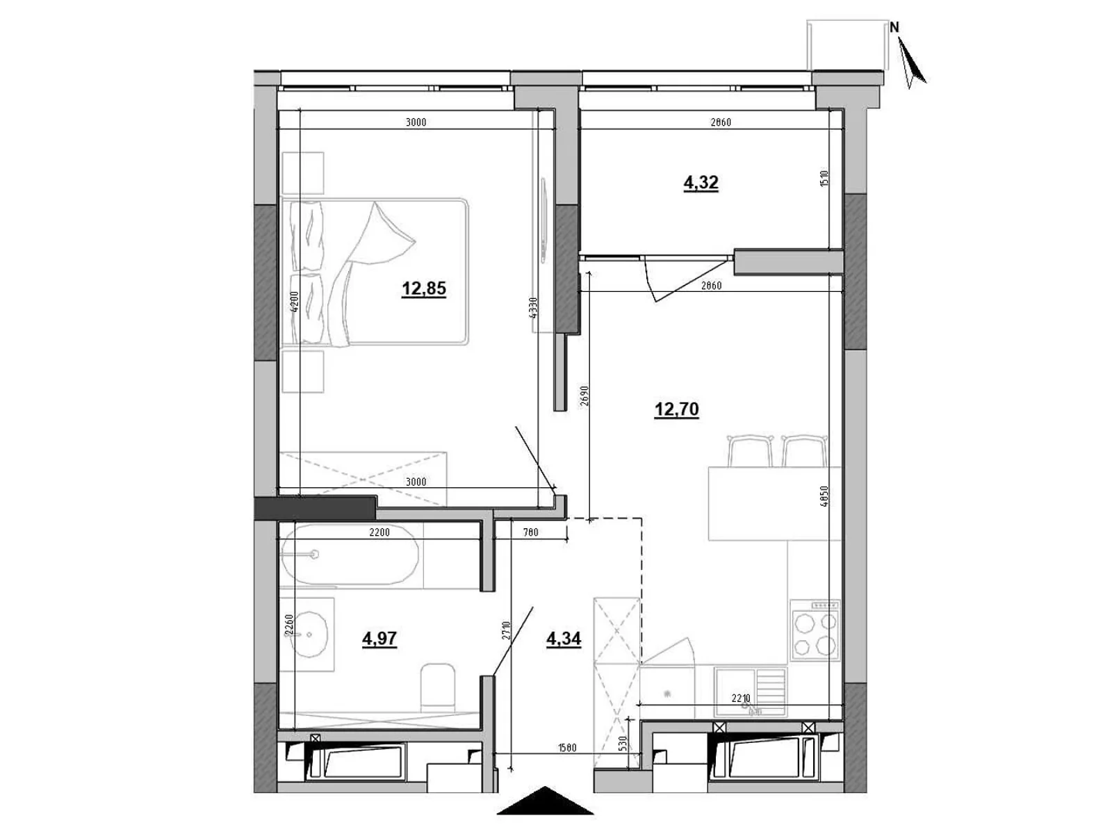 Продається 1-кімнатна квартира 39.18 кв. м у Києві, вул. Ревуцького, 1 - фото 1