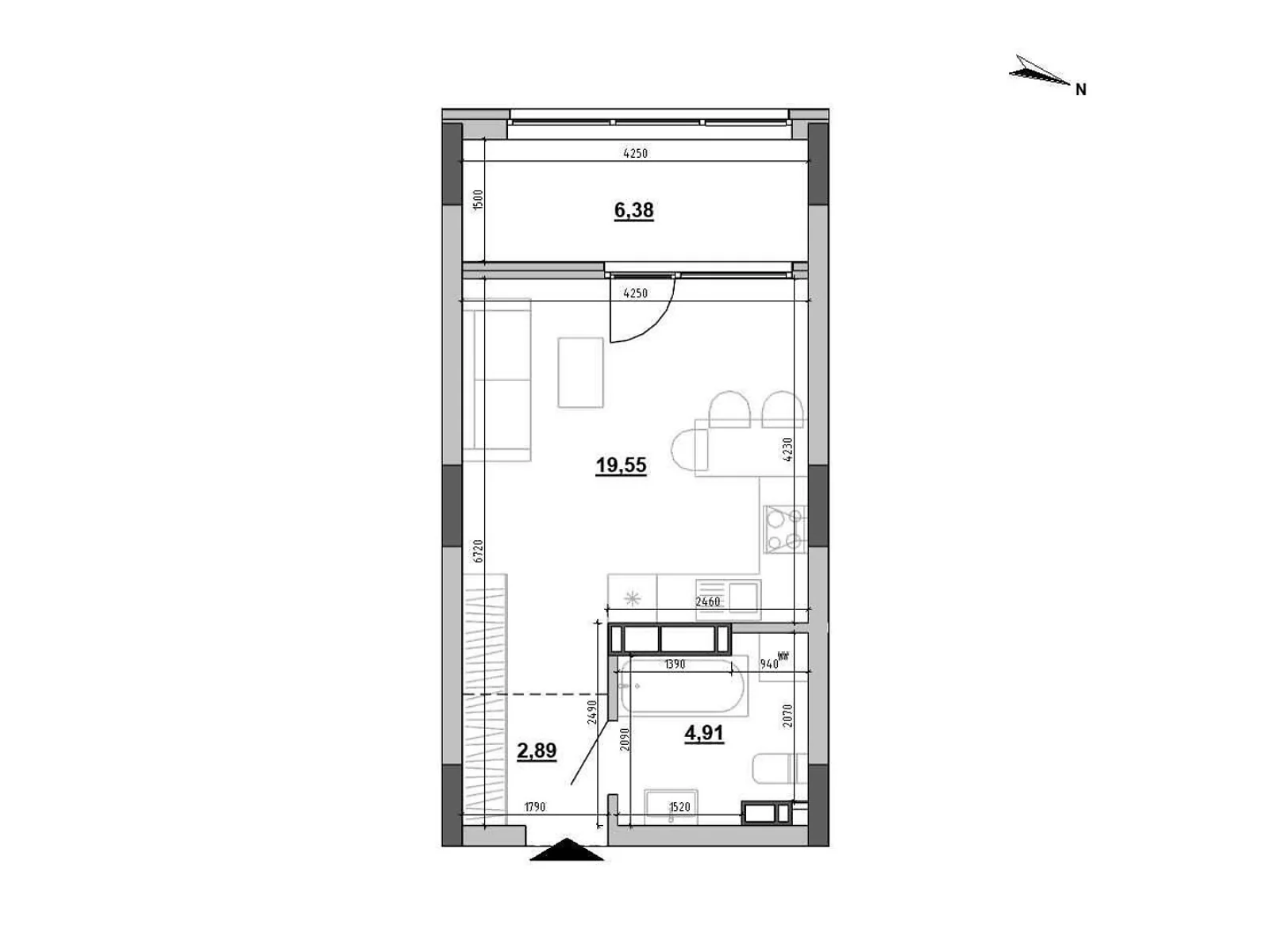 Продается 1-комнатная квартира 33.73 кв. м в Киеве, ул. Клеманская, 3 - фото 1