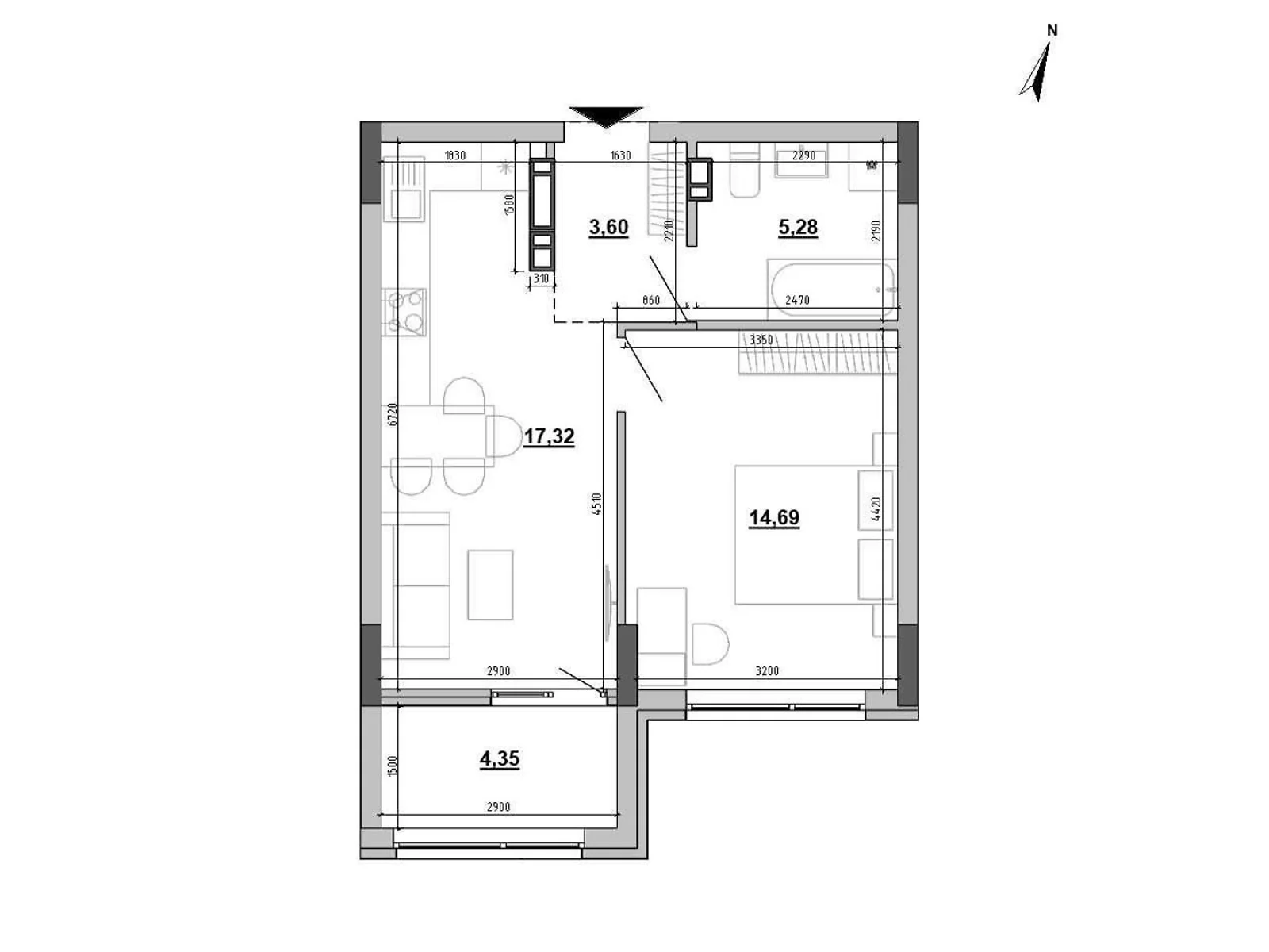 Продається 1-кімнатна квартира 45.28 кв. м у Києві, вул. Клеманська, 3 - фото 1
