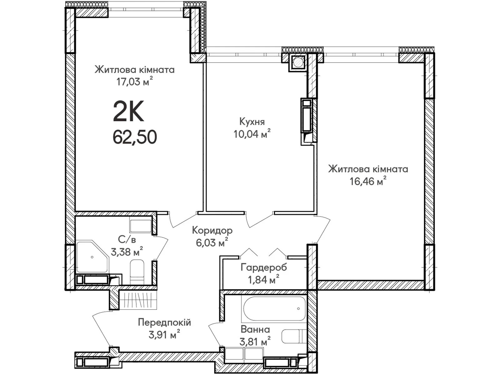 Продається 2-кімнатна квартира 62 кв. м у Ірпені, вул. Ольги Кобилянської(Достоєвського), 2 - фото 1
