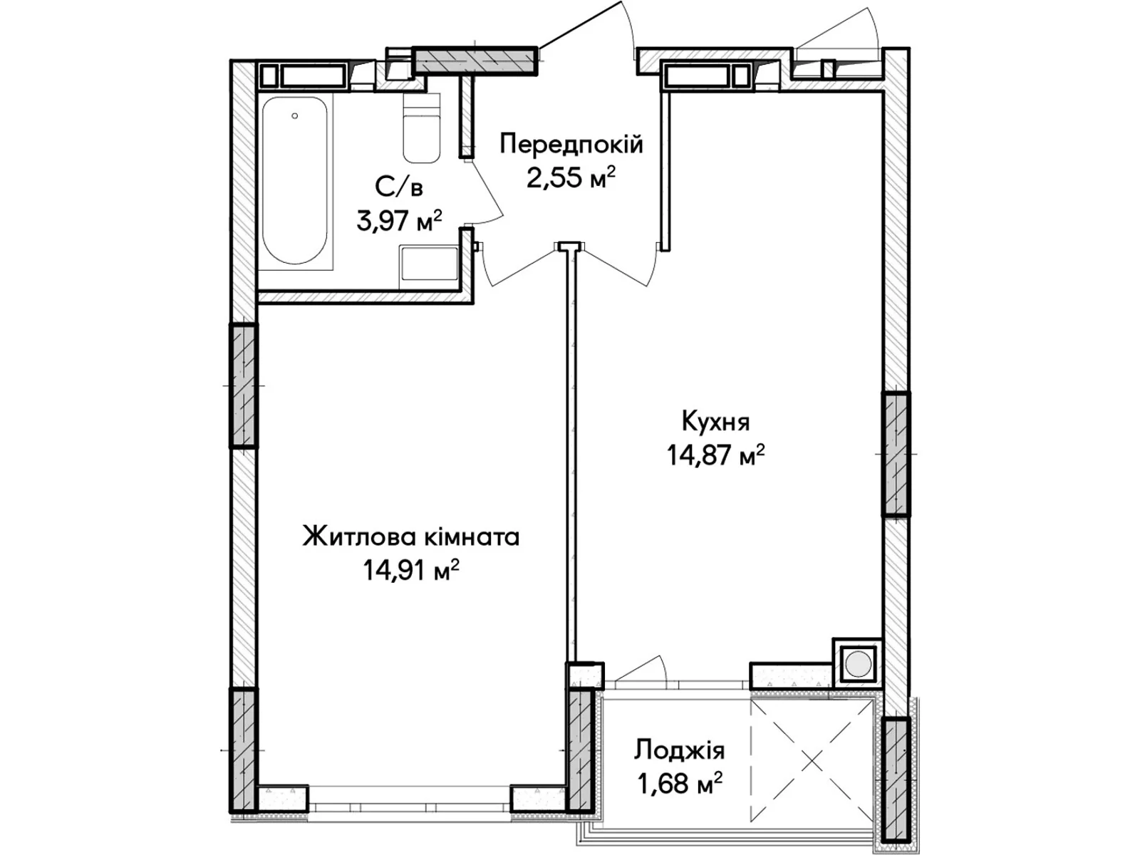 Продается 1-комнатная квартира 38 кв. м в Ирпене, ул. Ольги Кобылянской(Достоевского) - фото 1
