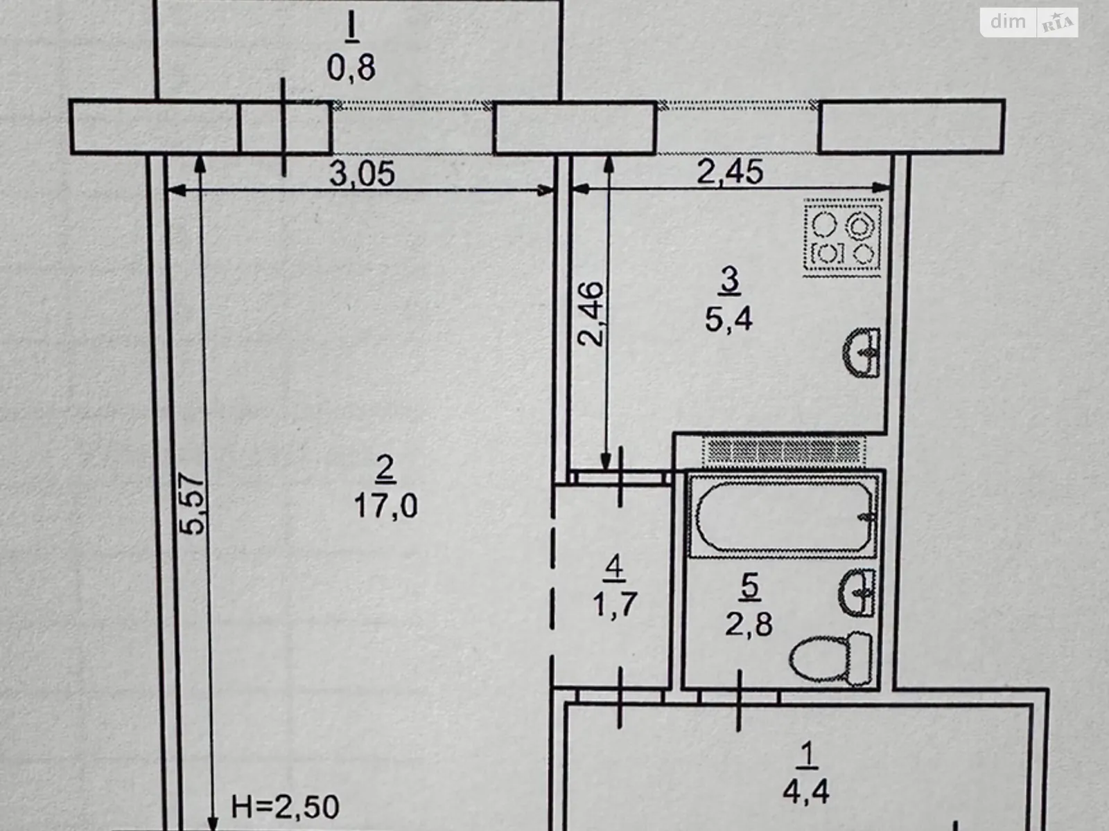 Продается 1-комнатная квартира 32.1 кв. м в Кривом Роге, ул. Грицевца, 8 - фото 1