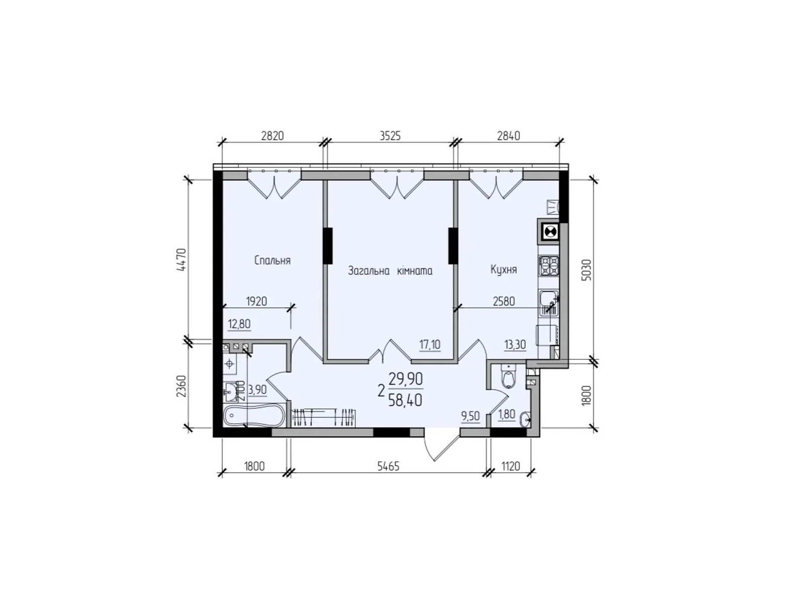 Продается 2-комнатная квартира 58.4 кв. м в Черновцах - фото 1