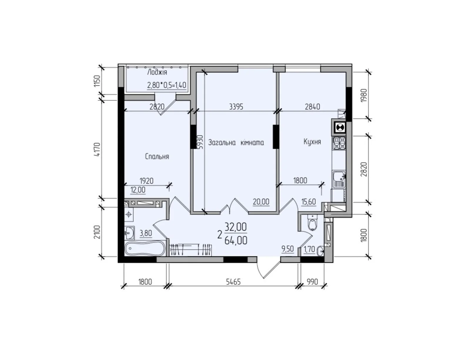 Продается 2-комнатная квартира 64 кв. м в, цена: 54400 $ - фото 1