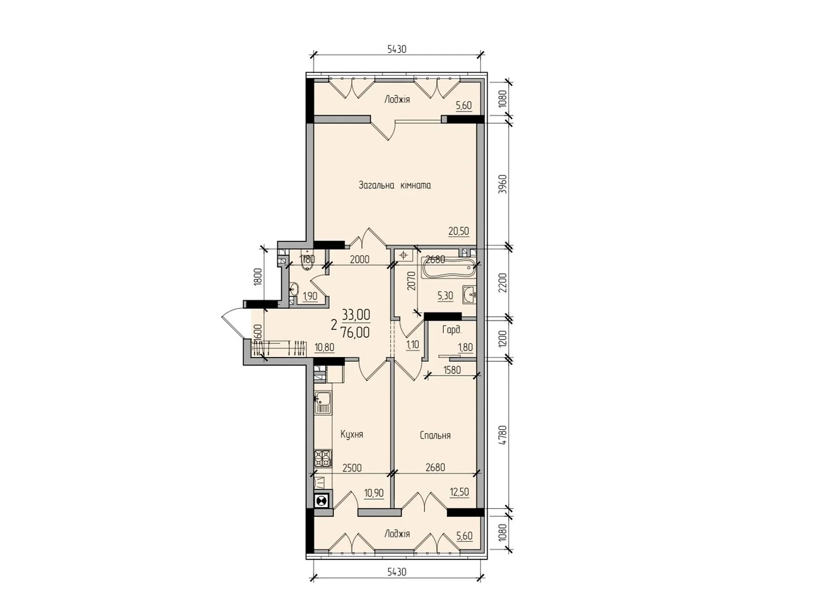 Продается 2-комнатная квартира 76 кв. м в Черновцах, ул. Русская, 229Б - фото 1