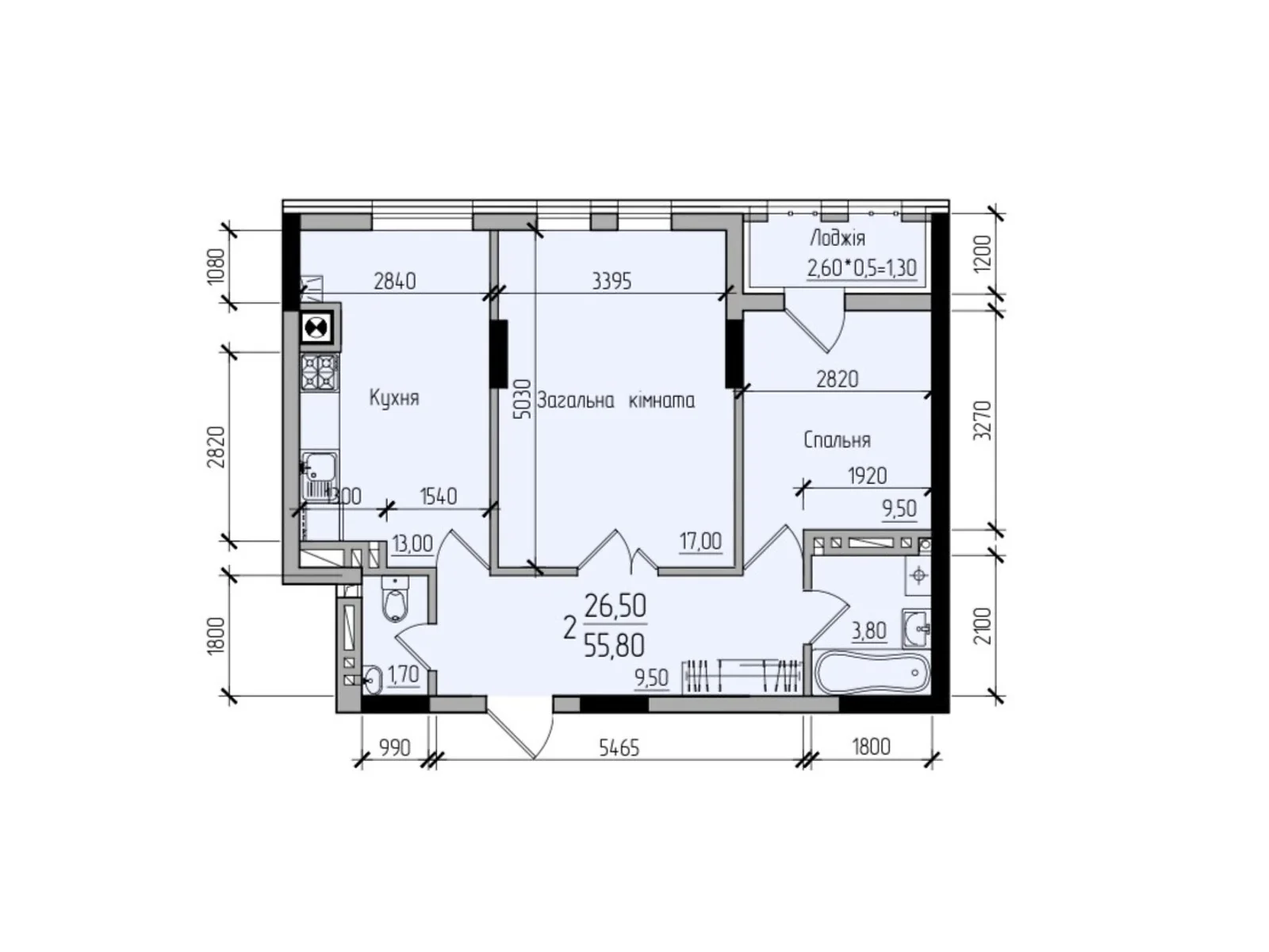 Продается 2-комнатная квартира 55.8 кв. м в Черновцах - фото 1