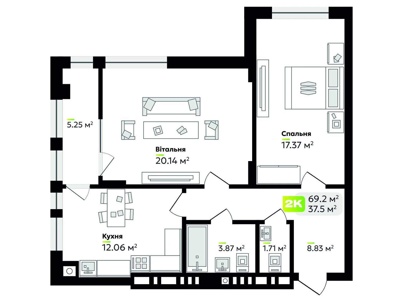 Продается 2-комнатная квартира 69.2 кв. м в Львове, цена: 119370 $ - фото 1