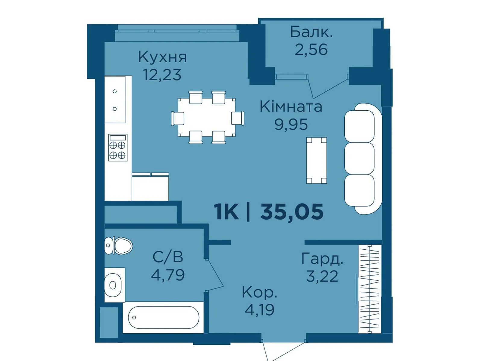 Продається 1-кімнатна квартира 35.05 кв. м у Крихівцях, вул. Фізкультурна, 27 - фото 1