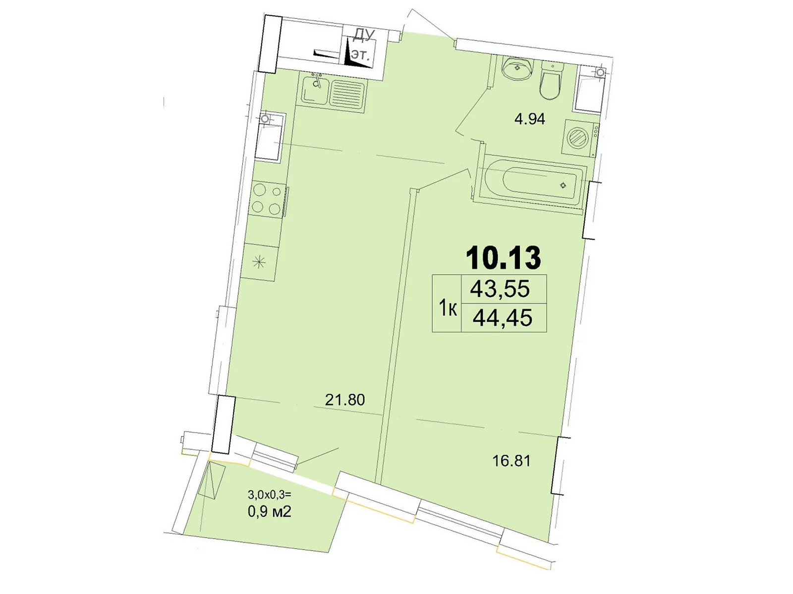 Продается 1-комнатная квартира 44.45 кв. м в Одессе, ул. Чубаевская, 1 - фото 1