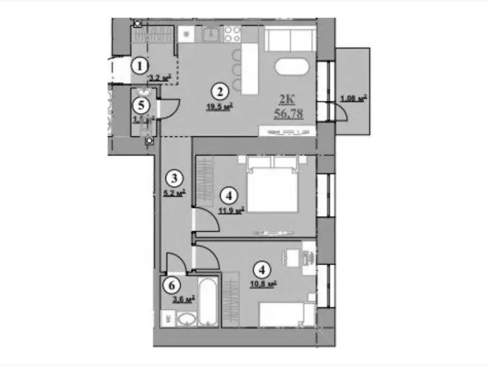 Продається 2-кімнатна квартира 60.38 кв. м у Калуші, цена: 43172 $ - фото 1