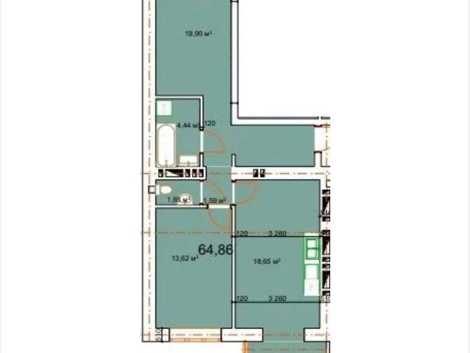 Продается 2-комнатная квартира 64.86 кв. м в Калуше, ул. Малицкой - фото 1