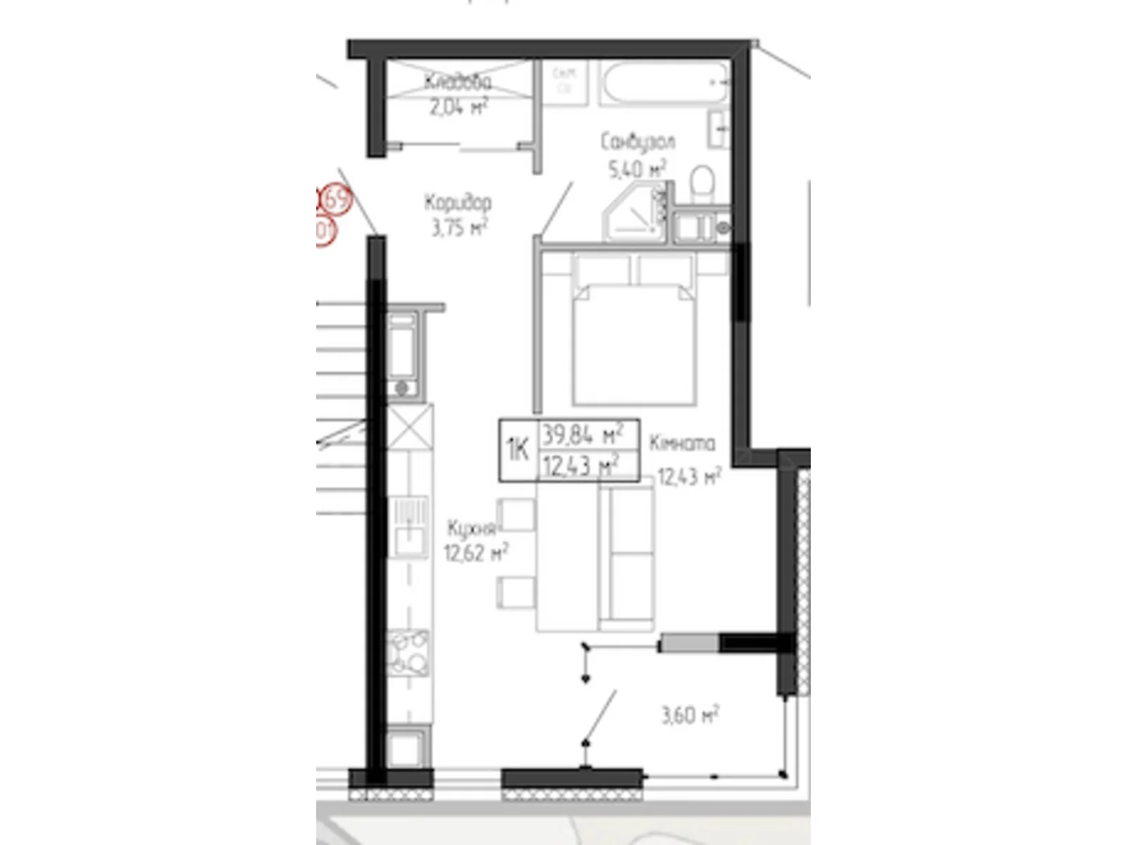 1-комнатная квартира 39.84 кв. м в Тернополе, цена: 24074 $ - фото 1