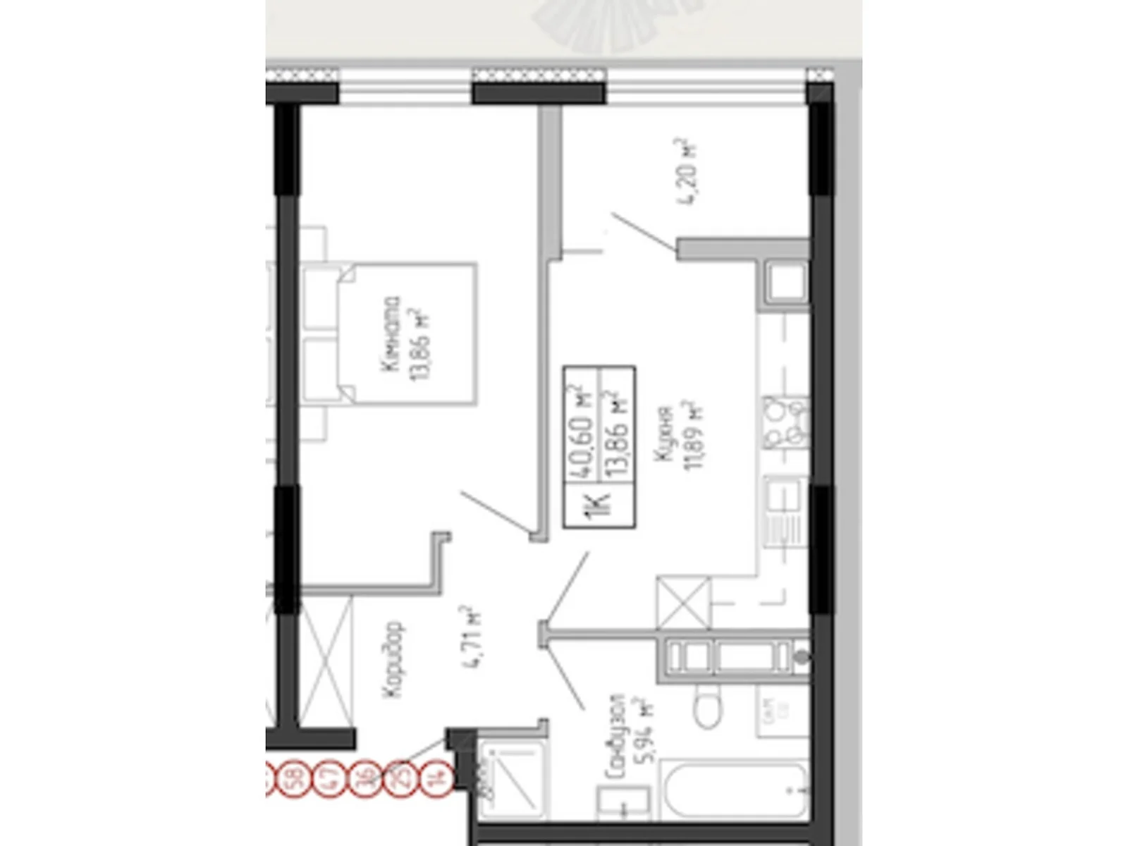 1-кімнатна квартира 51.95 кв. м у Тернополі, цена: 31227 $ - фото 1
