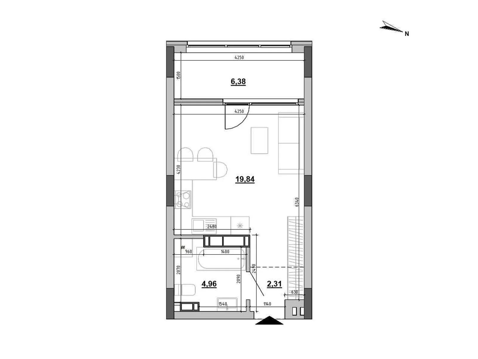 Продается 1-комнатная квартира 33.49 кв. м в Киеве, ул. Клеманская, 3 - фото 1