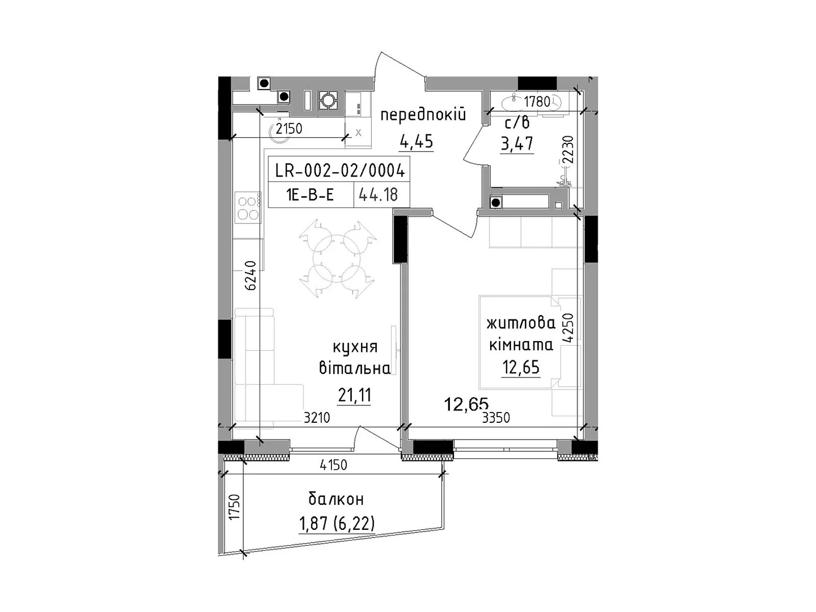 Продается 1-комнатная квартира 48.53 кв. м в Ужгороде, ул. Василия Гаджеги(Радищева), 1 - фото 1