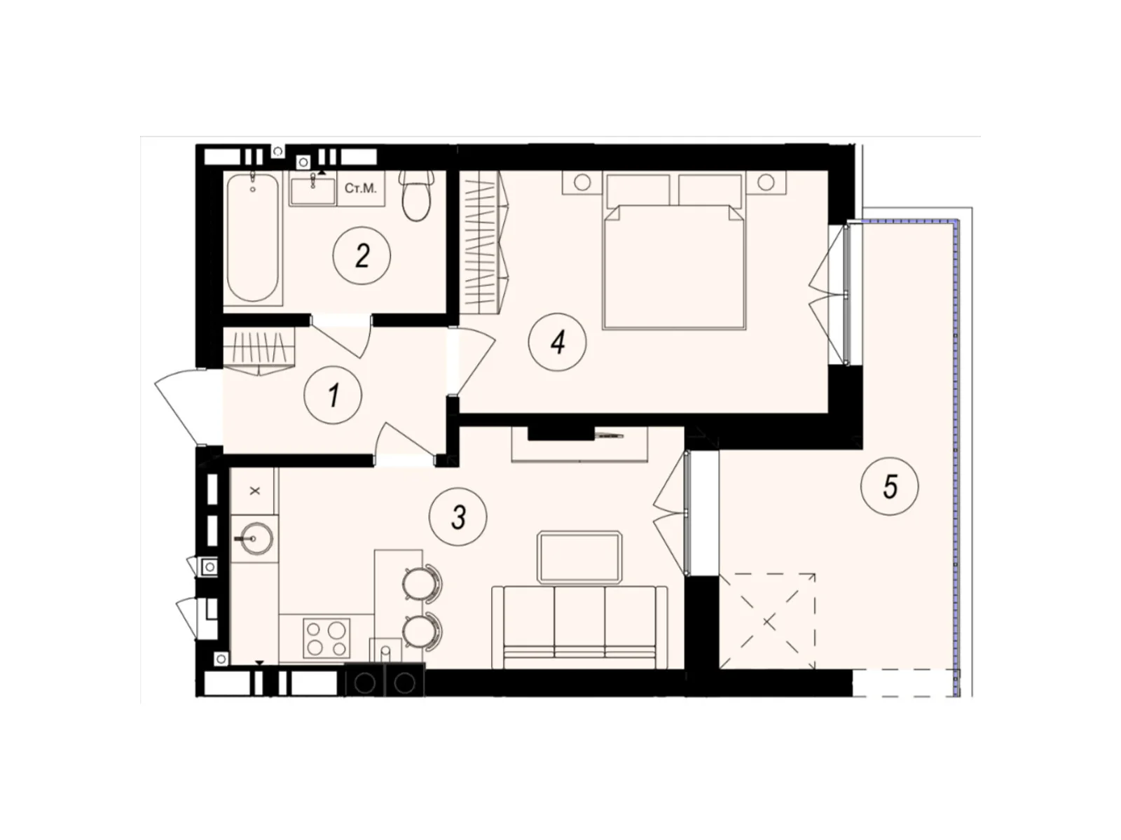 Продается 1-комнатная квартира 42.4 кв. м в Ужгороде - фото 1