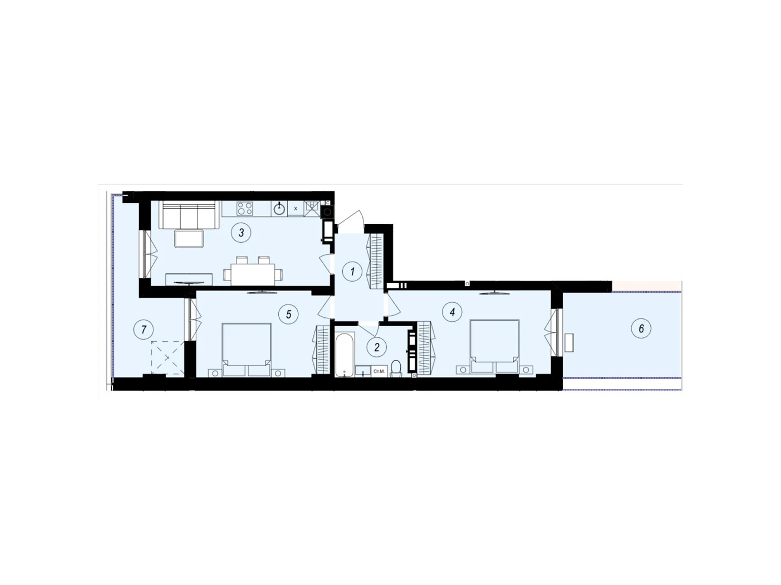 Продается 2-комнатная квартира 72.78 кв. м в Ужгороде, ул. Тлехаса, 89А - фото 1