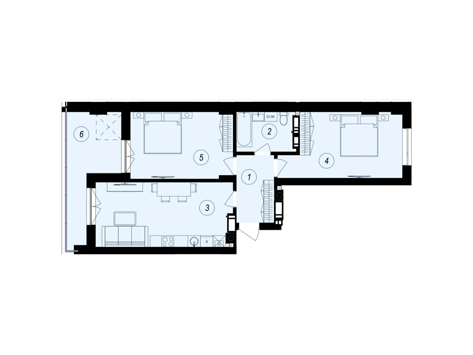 Продается 2-комнатная квартира 68.09 кв. м в Ужгороде, ул. Тлехаса, 89А - фото 1