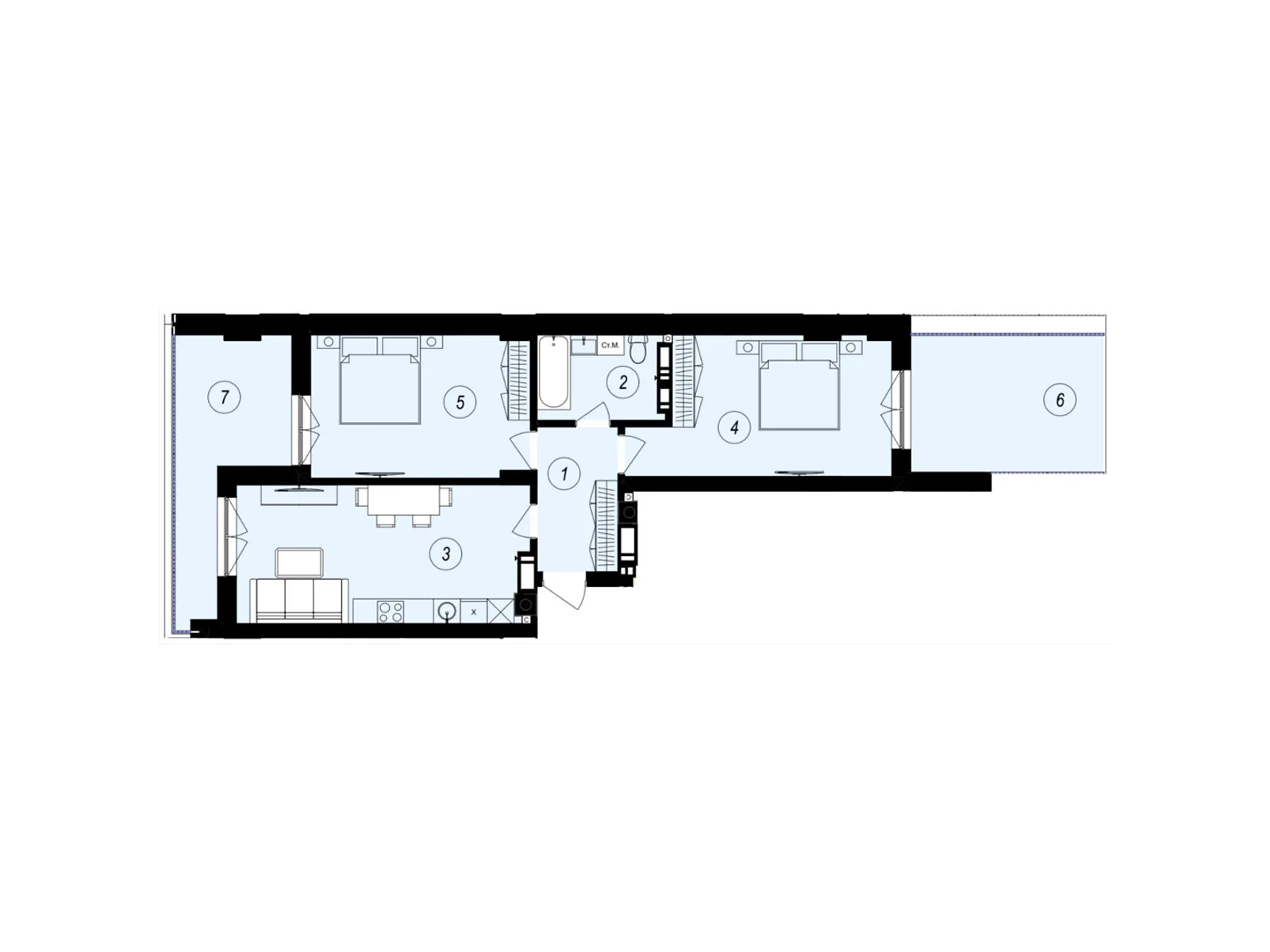 Продается 2-комнатная квартира 72.25 кв. м в Ужгороде, ул. Тлехаса, 89А - фото 1